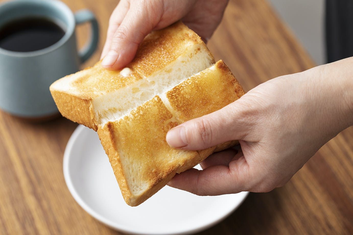 A slice of toasted shokupan bread